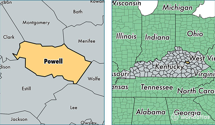 location of Powell county on a map