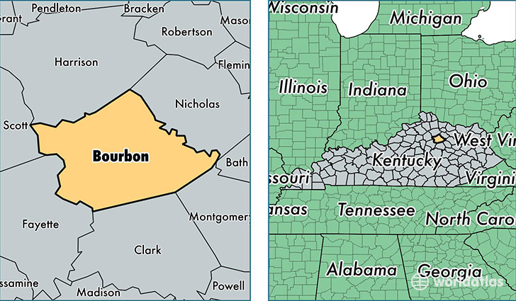 location of Bourbon county on a map