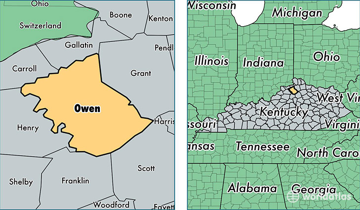 location of Owen county on a map