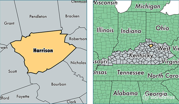 location of Harrison county on a map