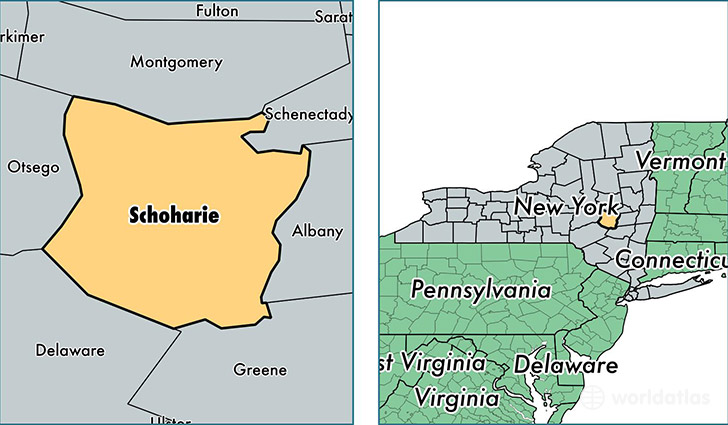 location of Schoharie county on a map