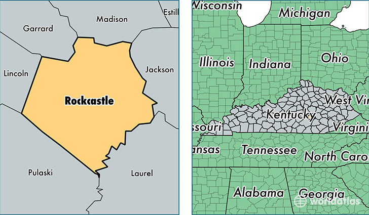 location of Rockcastle county on a map