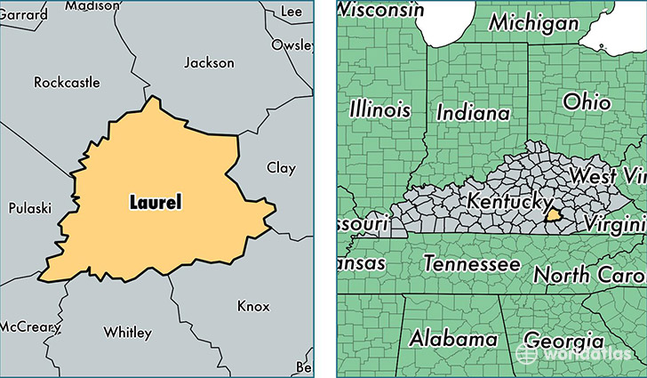 location of Laurel county on a map
