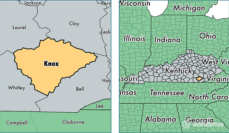 location of Knox county on a map