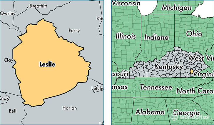 location of Leslie county on a map