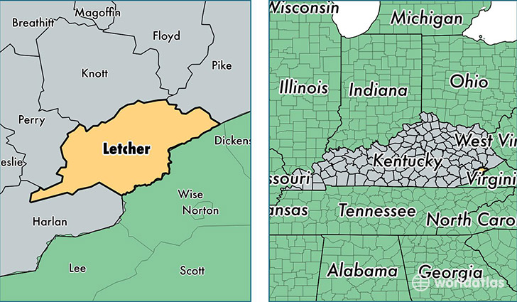 location of Letcher county on a map