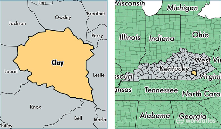 location of Clay county on a map