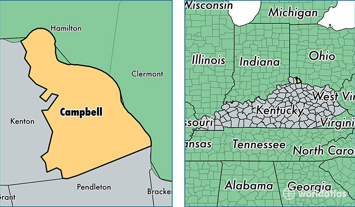 location of Campbell county on a map