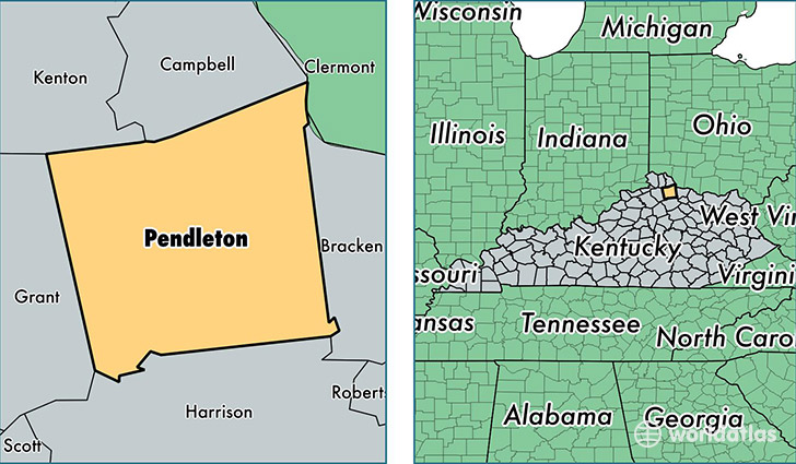 location of Pendleton county on a map