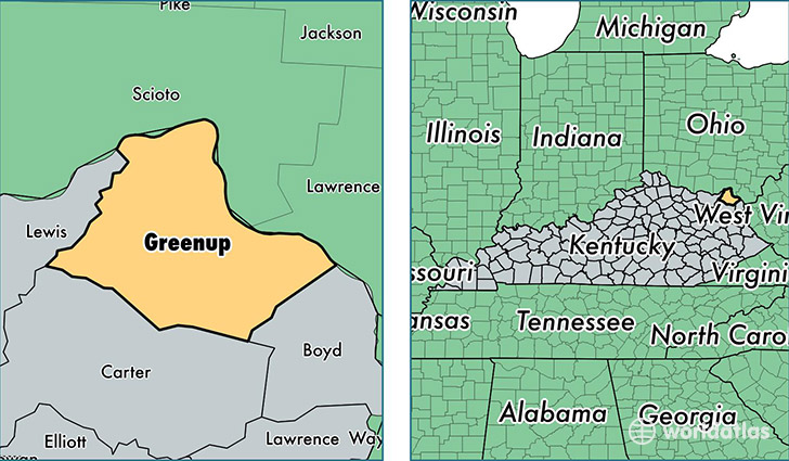 location of Greenup county on a map