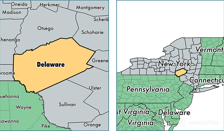 location of Delaware county on a map