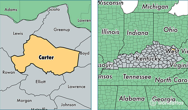 location of Carter county on a map