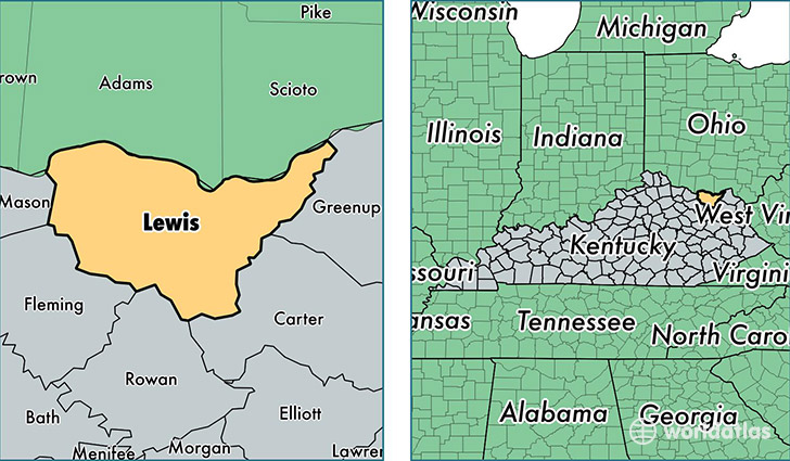 location of Lewis county on a map