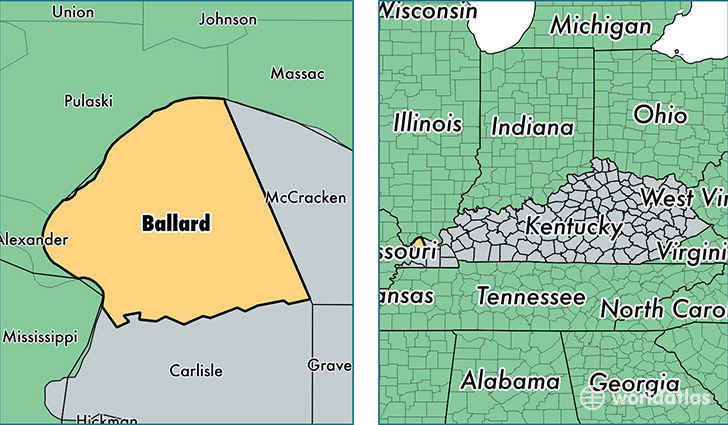 location of Ballard county on a map