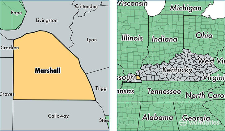 location of Marshall county on a map