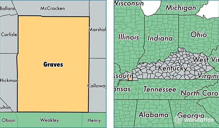 location of Graves county on a map