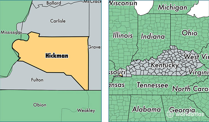 location of Hickman county on a map