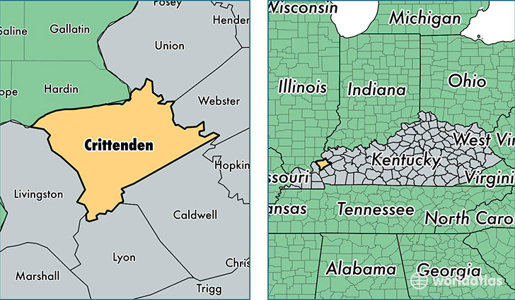 location of Crittenden county on a map