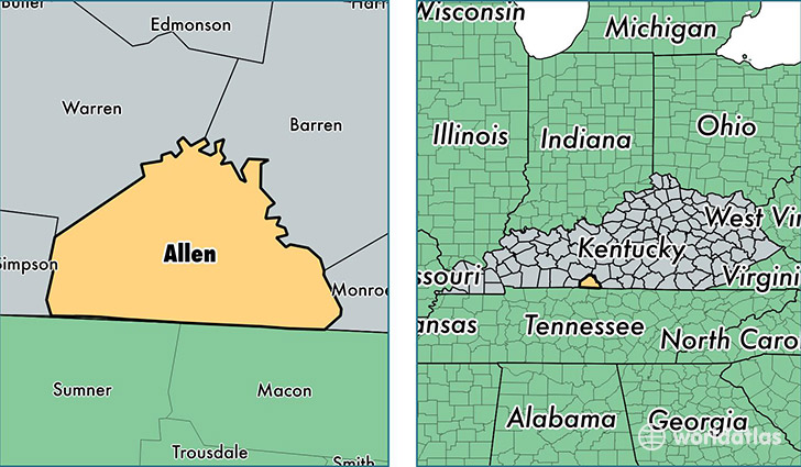 location of Allen county on a map