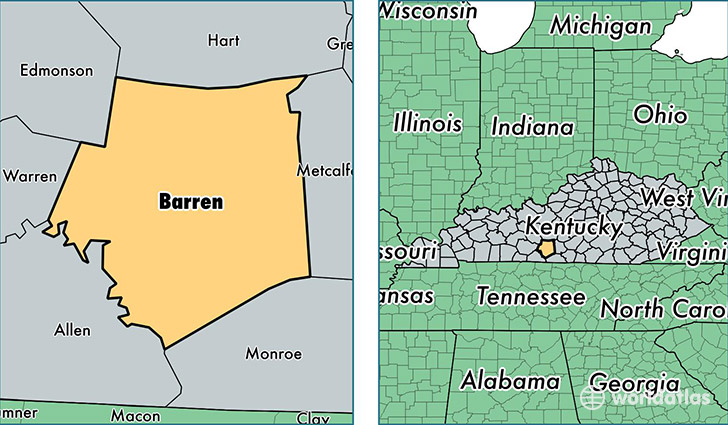 location of Barren county on a map