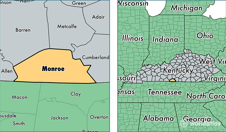 location of Monroe county on a map