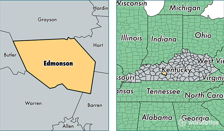 location of Edmonson county on a map