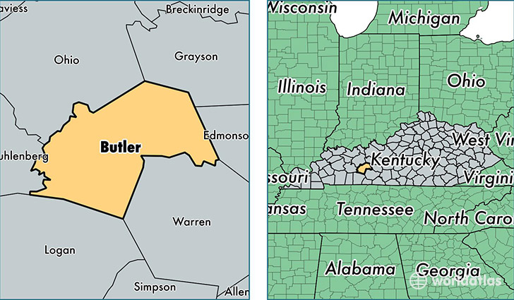 location of Butler county on a map