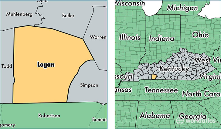 location of Logan county on a map