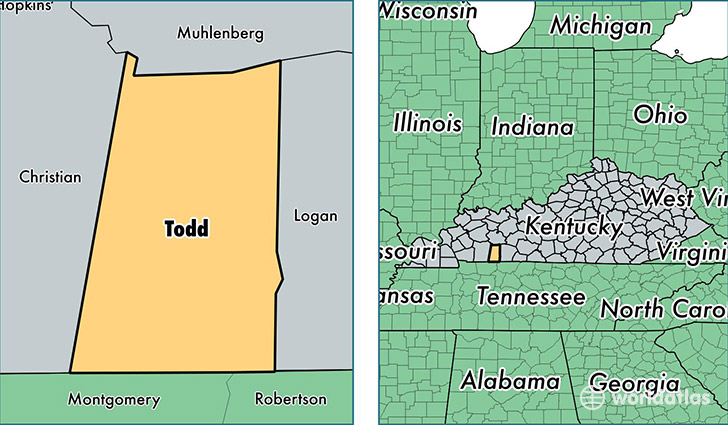 location of Todd county on a map