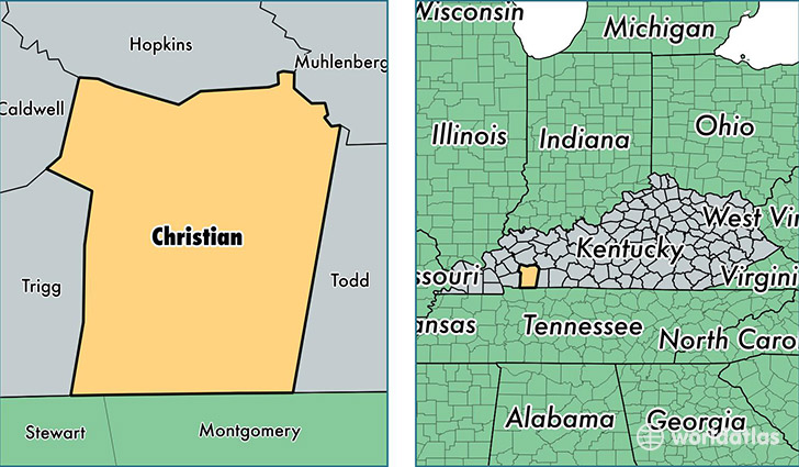 location of Christian county on a map