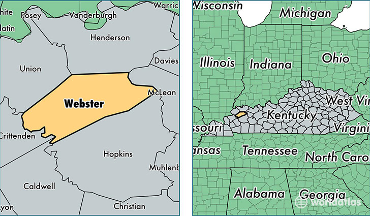 location of Webster county on a map