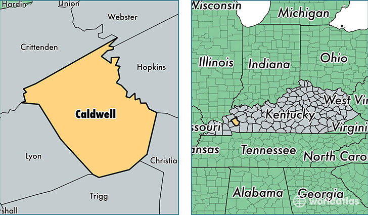 location of Caldwell county on a map