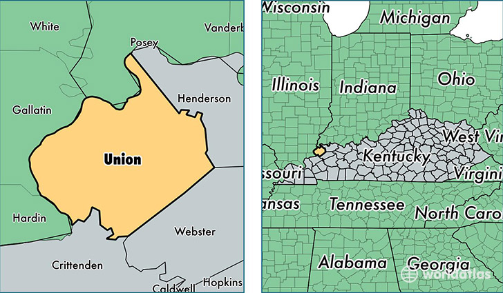 location of Union county on a map