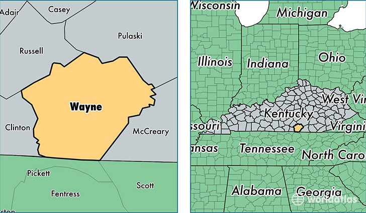 location of Wayne county on a map