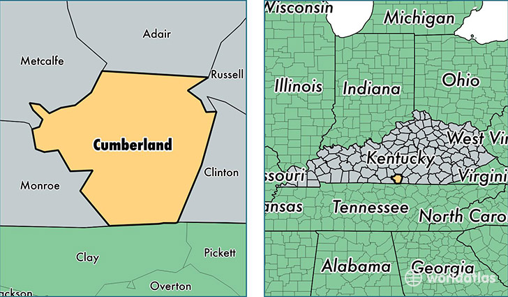 location of Cumberland county on a map