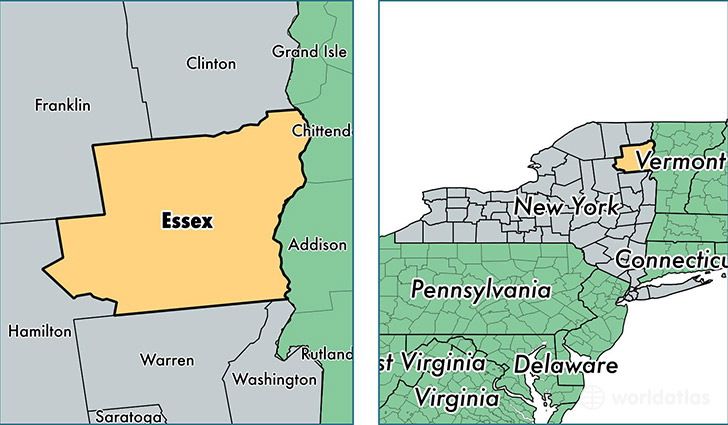 location of Essex county on a map