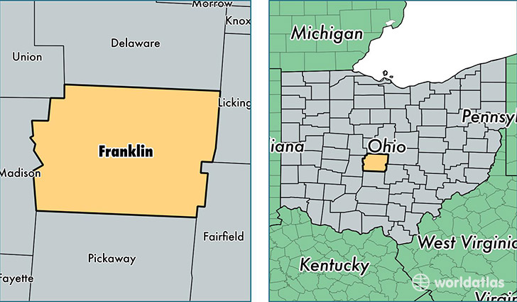 location of Franklin county on a map