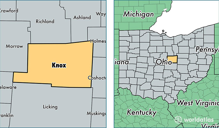 location of Knox county on a map