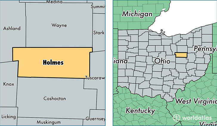 location of Holmes county on a map