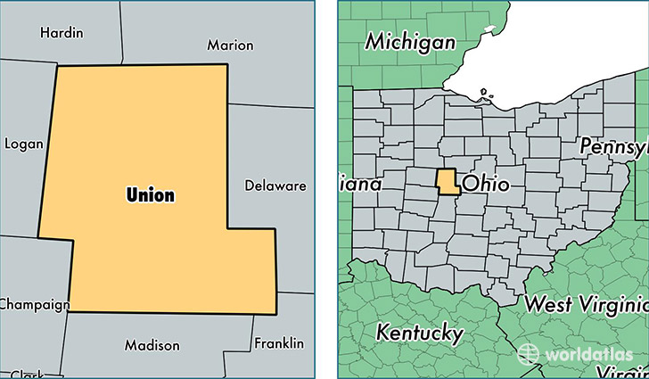 location of Union county on a map