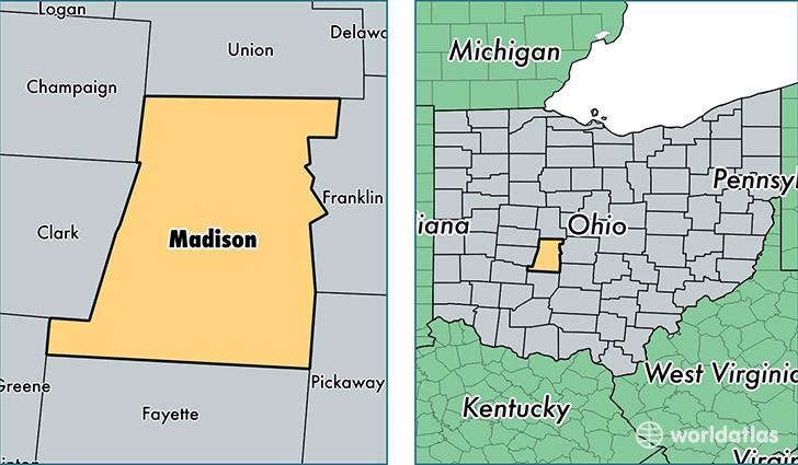 location of Madison county on a map