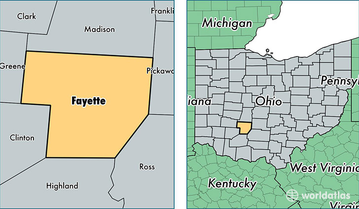 location of Fayette county on a map