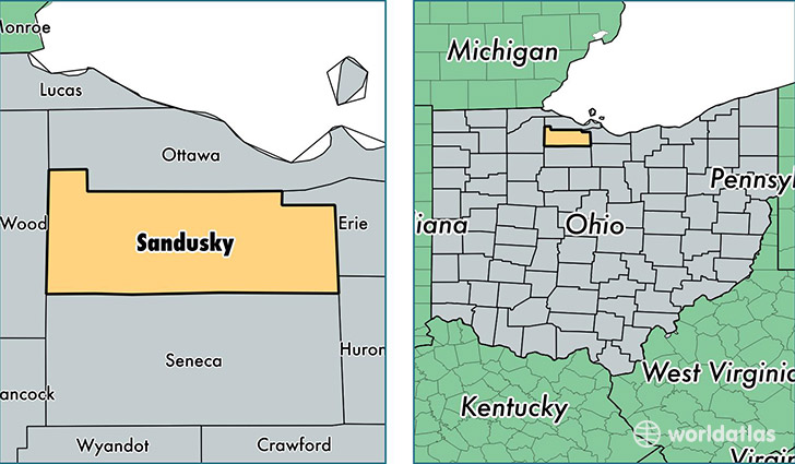 location of Sandusky county on a map