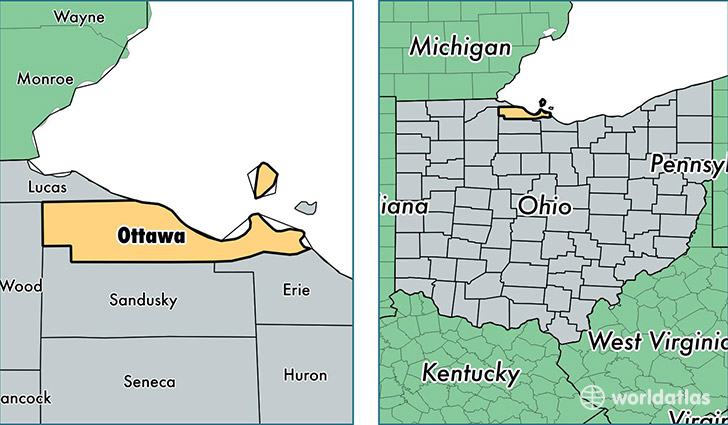 location of Ottawa county on a map
