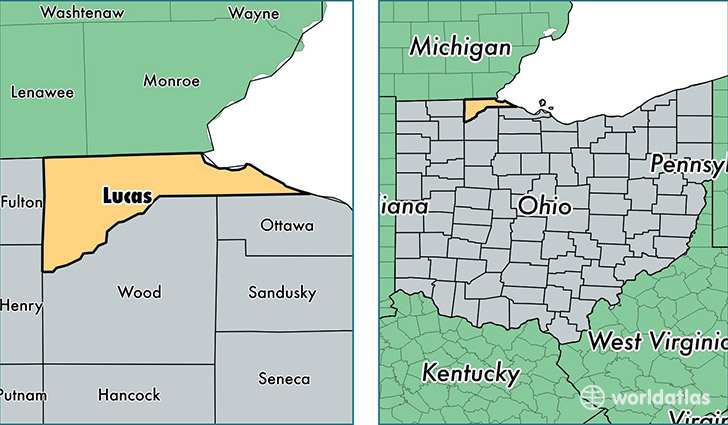 location of Lucas county on a map