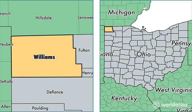 location of Williams county on a map