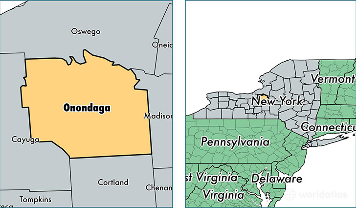 location of Onondaga county on a map