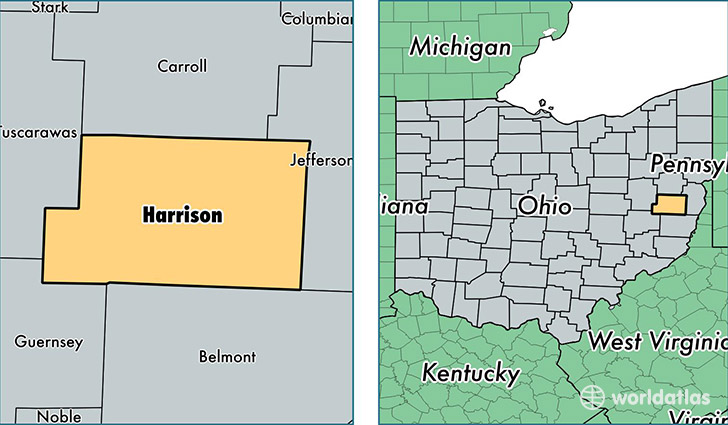 location of Harrison county on a map