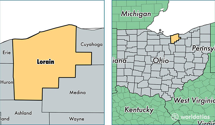 location of Lorain county on a map