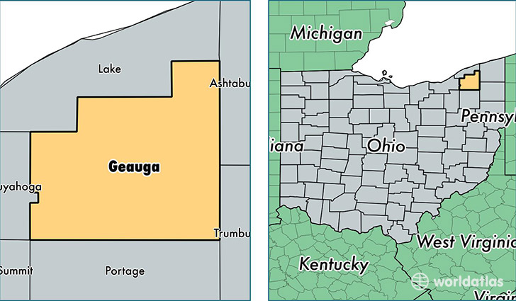 location of Geauga county on a map